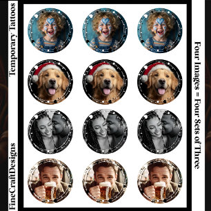 Multi Photo Custom Photo Hearts Frame Round Temporary Tattoos