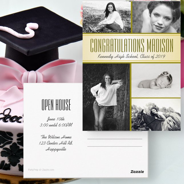 Multi-Photo Daughters Graduation Open House Postcard (Creator Uploaded)
