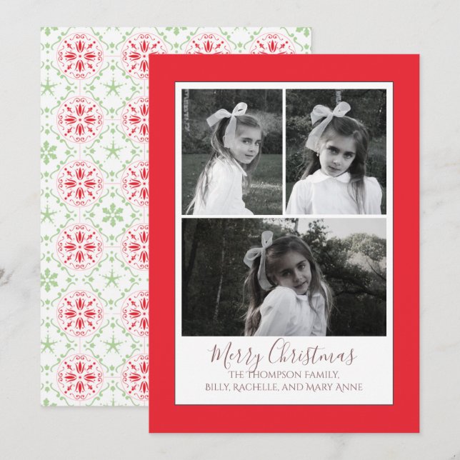 Multi Photo Elegant Christmas Photo Card Elegant (Front/Back)