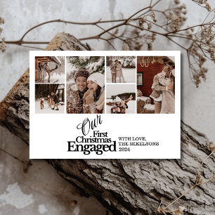 Multi Photo Elegant First Christmas Engaged Holiday Card