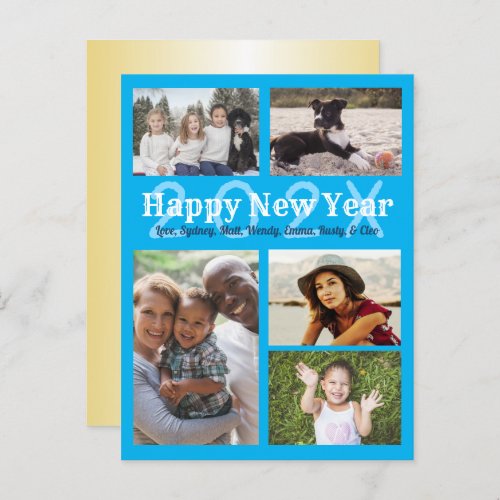 Multi_photo Family Happy New Year Greeting Holiday Postcard