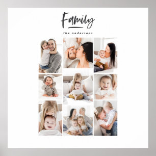 multi photo family modern holiday card poster