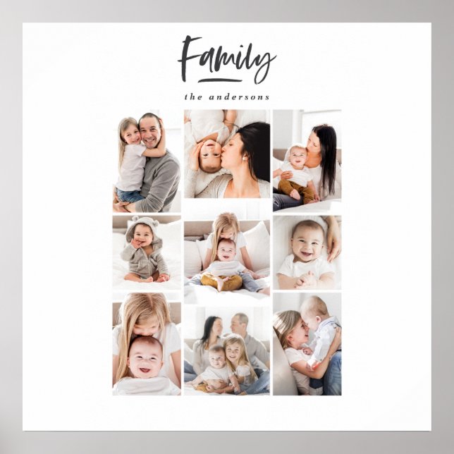 multi photo family modern holiday card poster (Front)