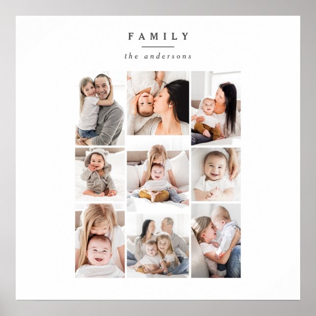multi photo family modern holiday card poster (Front)