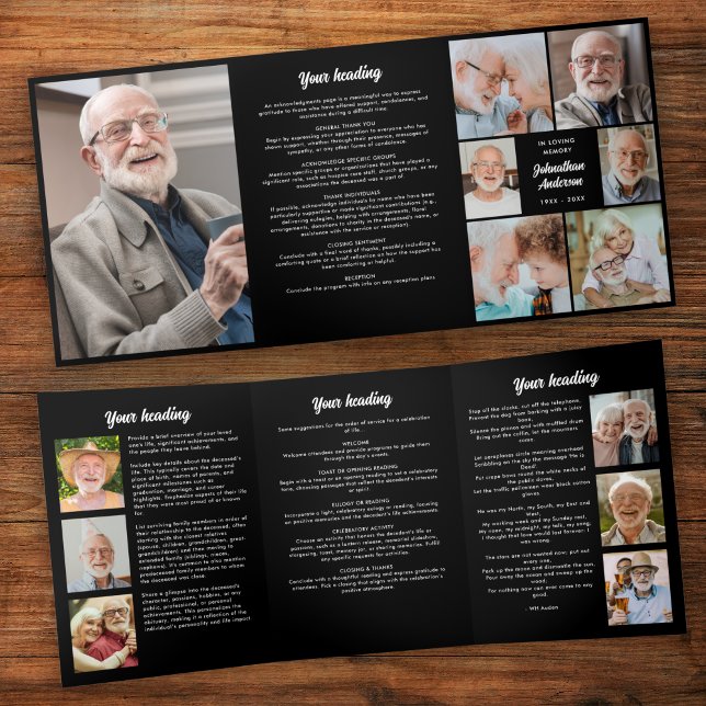 Multi-Photo Funeral/Memorial/Celebration of Life Tri-Fold Program (Creator Uploaded)