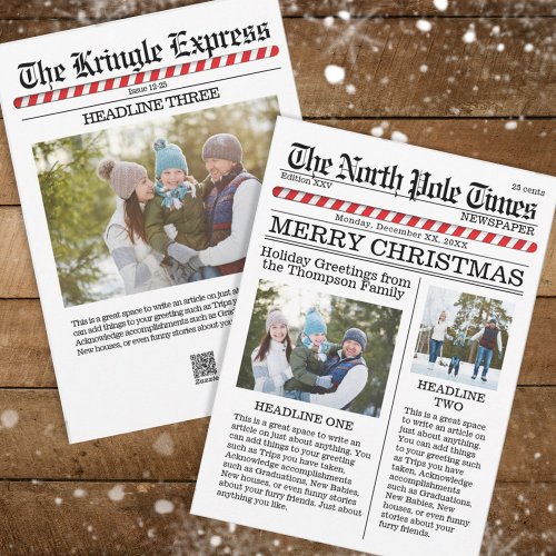 Multi Photo Funny Merry Christmas North Pole News Holiday Card