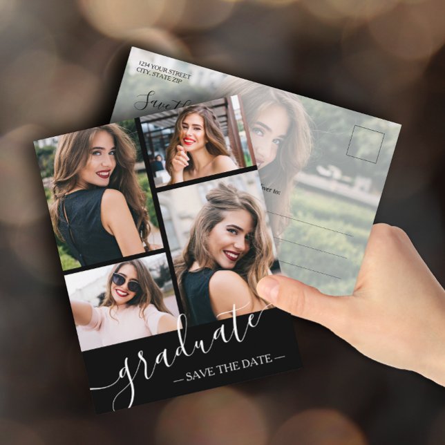Multi Photo Graduation Save the Date Postcard (Creator Uploaded)