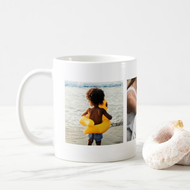 Multi Photo Grandparents Upload Picture Add Image Coffee Mug (With Donut)