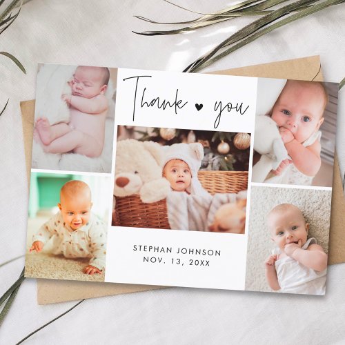 Multi Photo Hand_Lettering Baby Shower Thank You Postcard