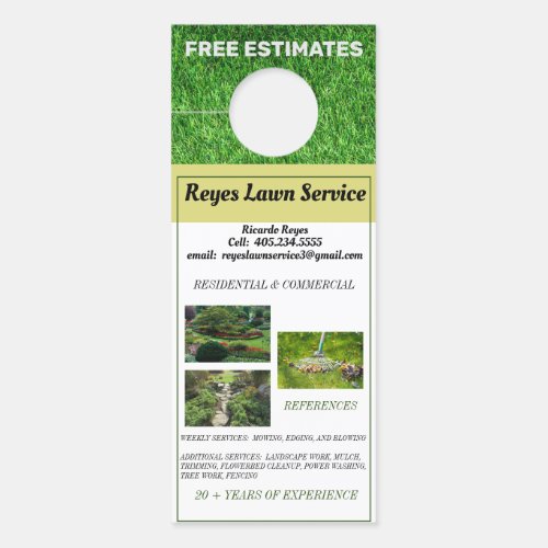 Multi_Photo Lawn Service Free Estimate Door Hanger