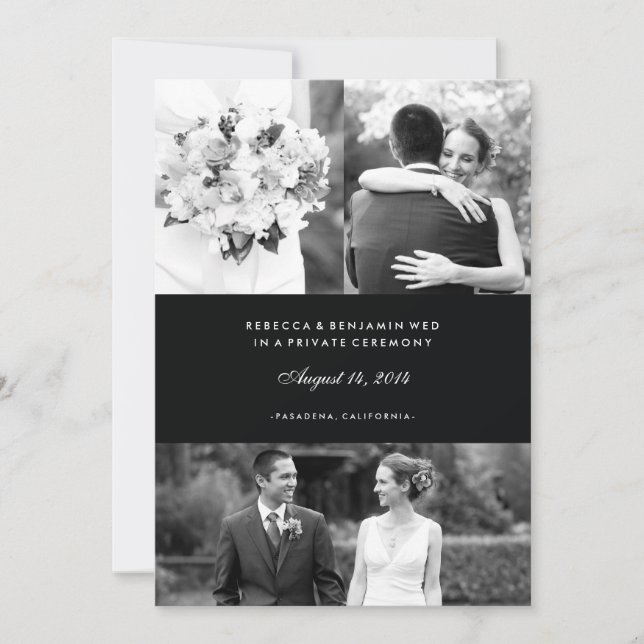 Multi Photo Marriage Announcement in Black (Front)