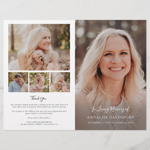 Multi Photo Memorial Sympathy Funeral Program | Zazzle