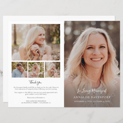 Multi Photo Memorial Sympathy Funeral Program Zazzle