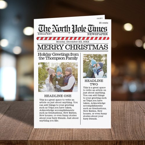 Multi Photo Merry Christmas North Pole Newspaper Holiday Card