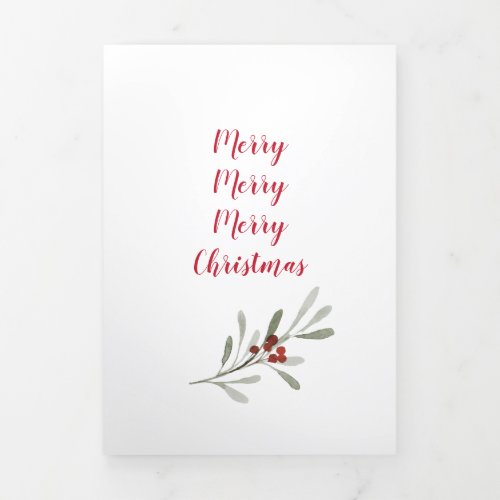 Multi Photo Modern Christmas Greens Tri_Fold Holiday Card