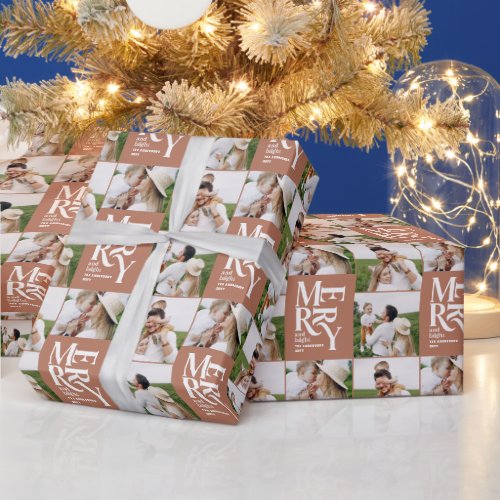 multi photo modern colorful terracotta typography  wrapping paper