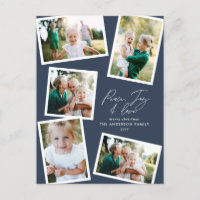 Multi photo modern elegant script navy blue party
