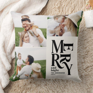 multi photo modern elegant typography unique throw pillow
