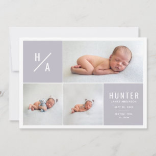 Multi photo modern geometric birth announcement
