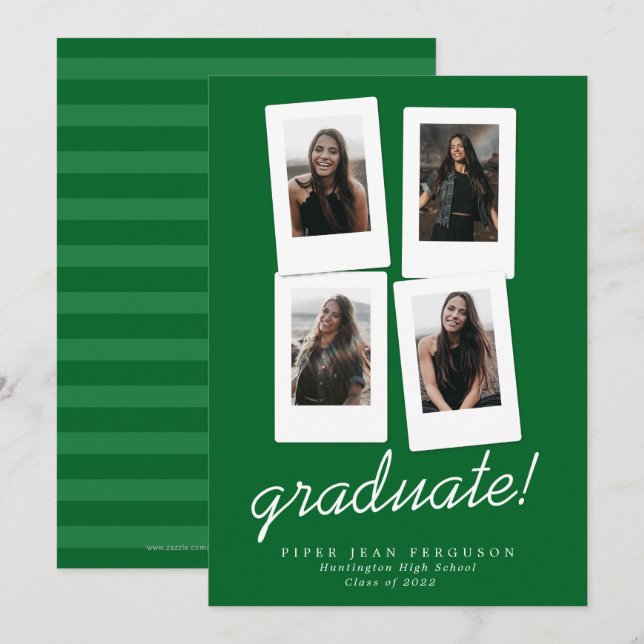 Multi Photo Modern Snapshots Graduation Announcement (Front/Back)