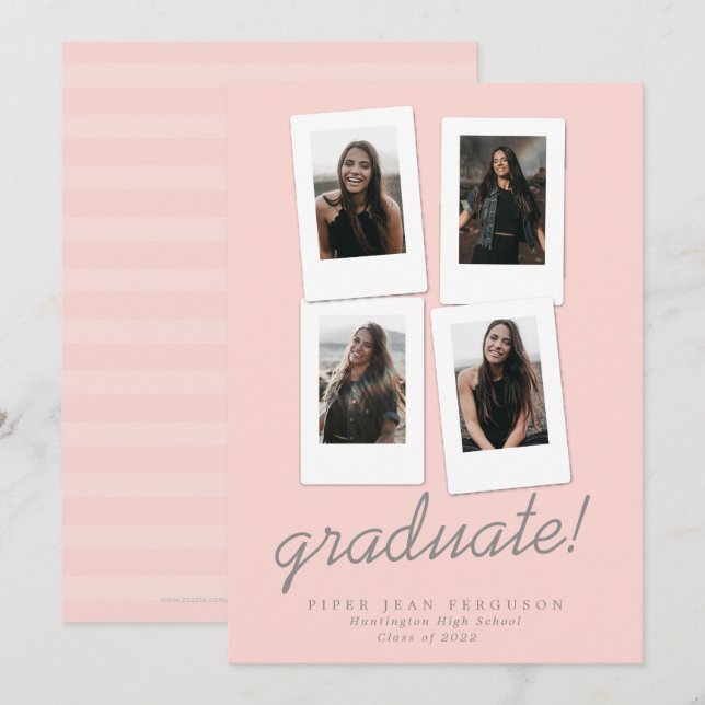 Multi Photo Modern Snapshots Graduation Announcement (Front/Back)