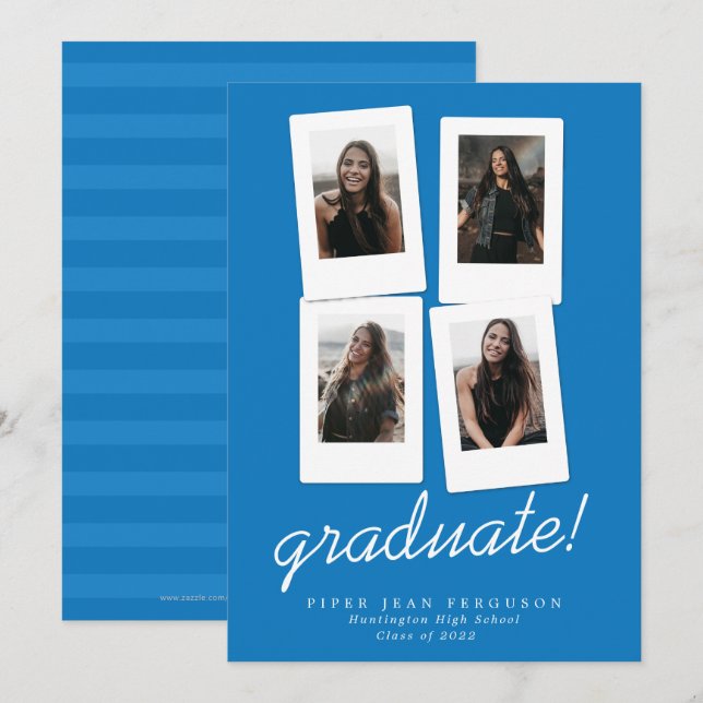 Multi Photo Modern Snapshots Graduation Announcement (Front/Back)