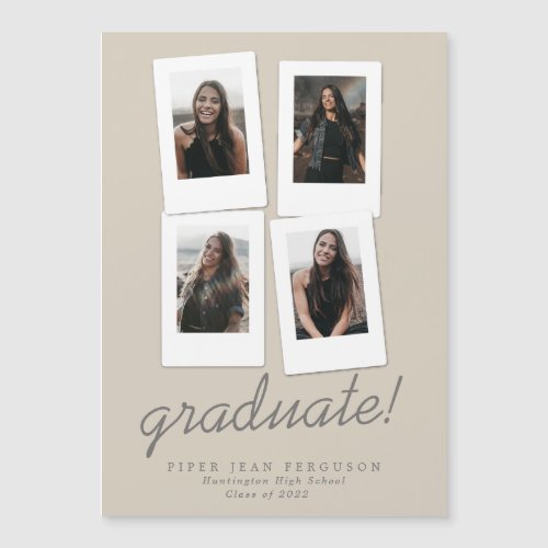 Multi Photo Modern Snapshots Graduation Magnetic Invitation