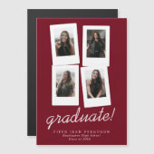 Multi Photo Modern Snapshots Graduation Magnetic Invitation (Front/Back)