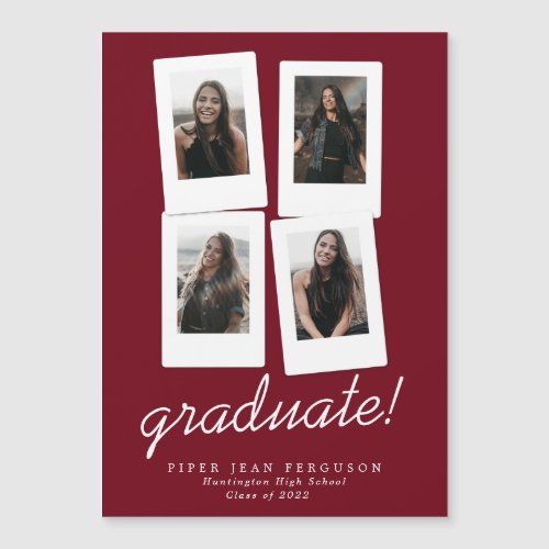 Multi Photo Modern Snapshots Graduation Magnetic Invitation