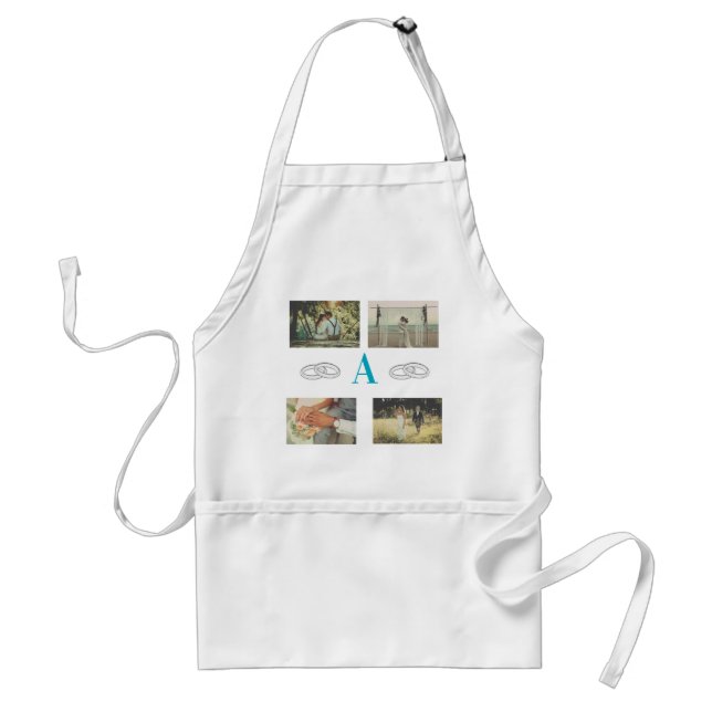 Multi Photo monogram wedding family gift  Adult Apron (Front)