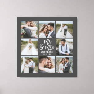 Multi photo monogram wedding family gift canvas print