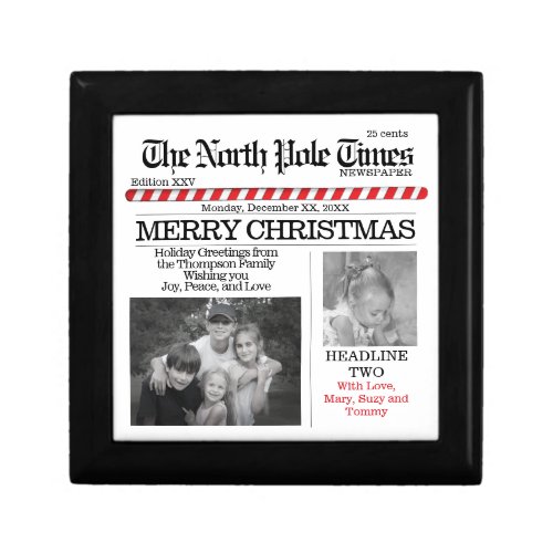 Multi Photo North Pole News Christmas Cute Merry Gift Box