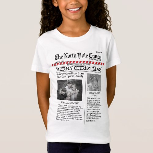 Multi Photo North Pole News Christmas Cute Merry T_Shirt