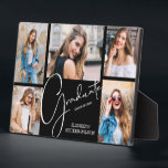 Multi Photo on Black Graduation Keepsake Plaque<br><div class="desc">A five photo black grid shows off your favorite photos on this graduation keepsake with the word graduate,  class year and name. MORE colors done for you in our store as well as graduation party invitations,  postcards and announcements.</div>