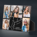 Multi Photo on Black Graduation Keepsake Plaque<br><div class="desc">A five photo black grid shows off your favorite photos on this graduation keepsake with the word graduate,  class year and name. MORE colors done for you in our store as well as graduation party invitations,  postcards and announcements.</div>