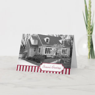 Multi photo red stripe Christmas holiday folded