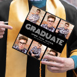 Multi Photo Retro Black Graduation Cap Topper<br><div class="desc">Vintage black graduation cap topper featuring a photo collage of the grad,  the word 'graduate' in a bold retro typographic font,  their name,  and class year.</div>