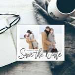 Multi Photo Save the Date Announcement<br><div class="desc">A handwritten Save the Date headline overlays your favorite engagement photos in this modern save the date announcement. Headline can be sized and positioned to suit either a landscape or portrait photo orientation. Use the back side to provide additional details.</div>