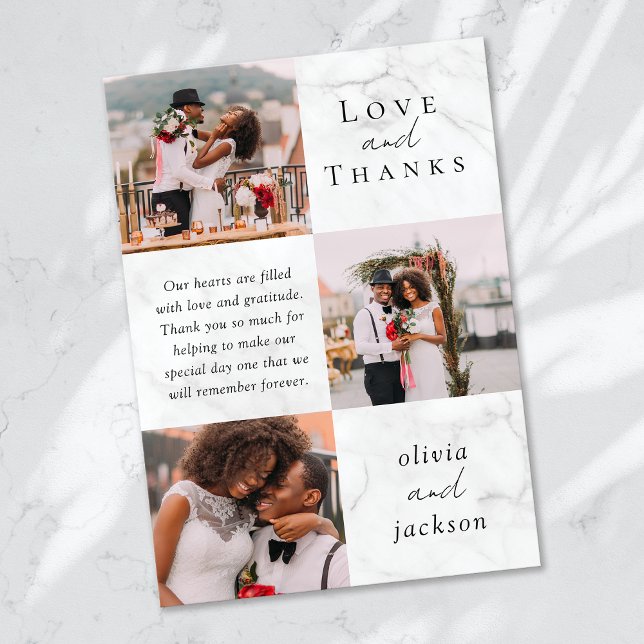 Multi Photo Script Love and Thanks Wedding Photo Thank You Card (Creator Uploaded)