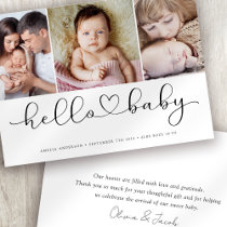 Multi Photo Script with Heart New Baby Photo Announcement