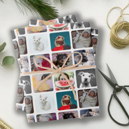 Multi Photo Square Instagram Pattern Wrapping Paper Sheets
