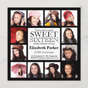 Multi Photo Sweet Sixteen Party Invitation by PartyHearty at Zazzle
