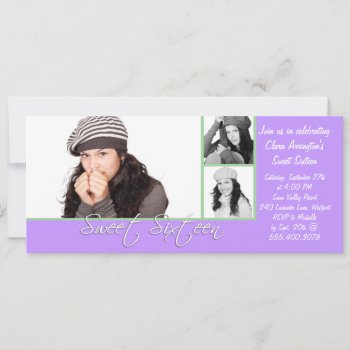 Multi-photo Template Sweet 16 Birthday Invitation by PartyPrep at Zazzle