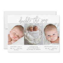 Multi photo twin birth announcement