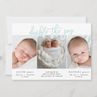 Multi photo twin birth announcement