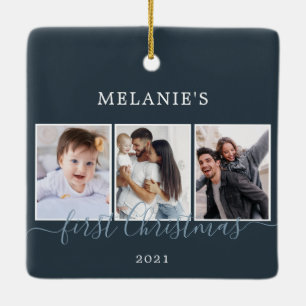 Multi photos first Christmas Baby Ceramic Ornament
