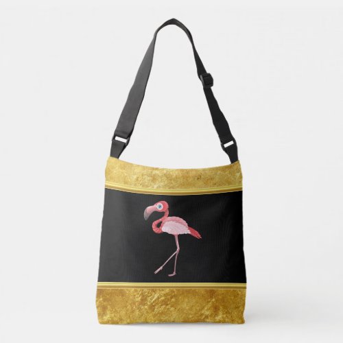 Multi pink color Flamingos with blue eyes Crossbody Bag