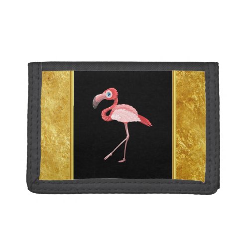 Multi pink color Flamingos with blue eyes Trifold Wallet