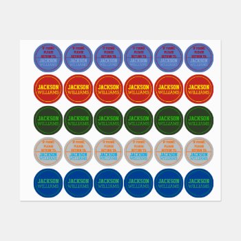 Multi Primary Boy Colors W/ Return To Kids' Labels by BettyAndFreddy at Zazzle
