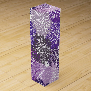 multi purples chrysanthemum petals on white wine box